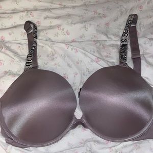 VICTORIA'S SECRET PURPLE GREY SHINE STRAP PUSH UP BRA